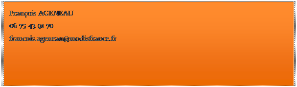 Zone de Texte: Franois AGENEAU
06 75 43 91 70
francois.ageneau@modisfrance.fr

